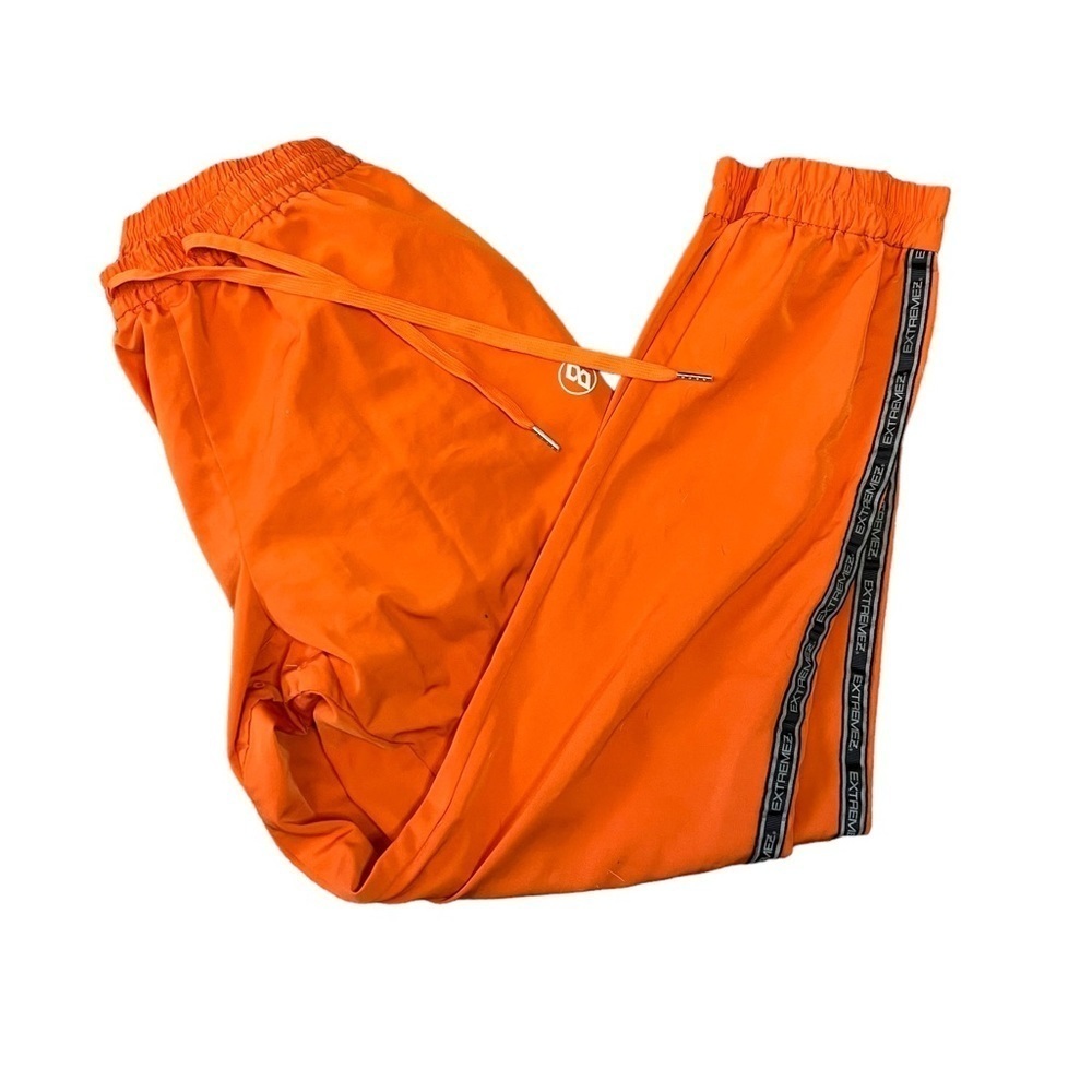 EXTREME Orange Elastic Drawstring Waist Straight Leg Pinstripe Track Pant